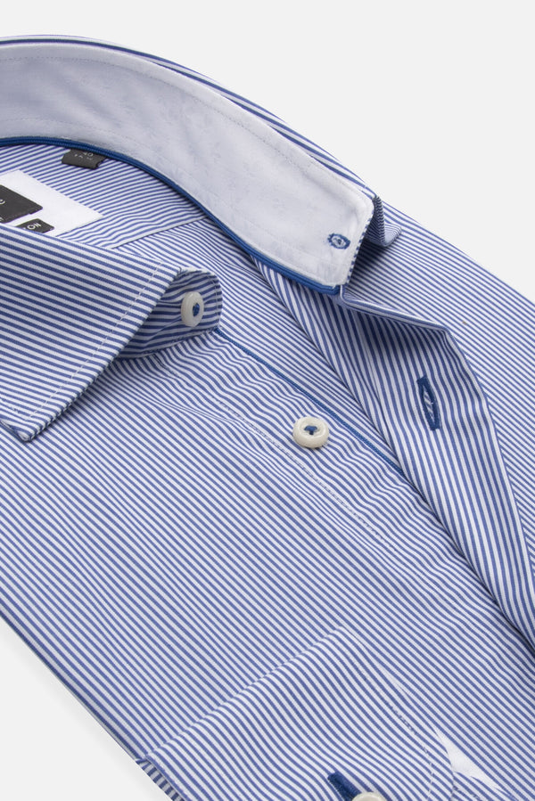 Camisa Hombre Firenze Sport Popelin Azul Blanco