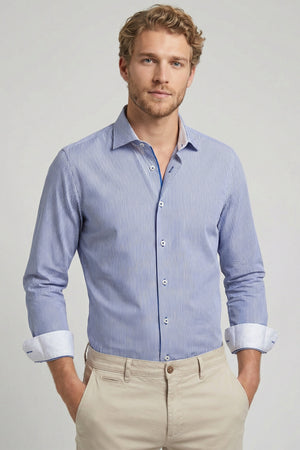 Chemise Homme Firenze Sport Popelin Bleu Blanc