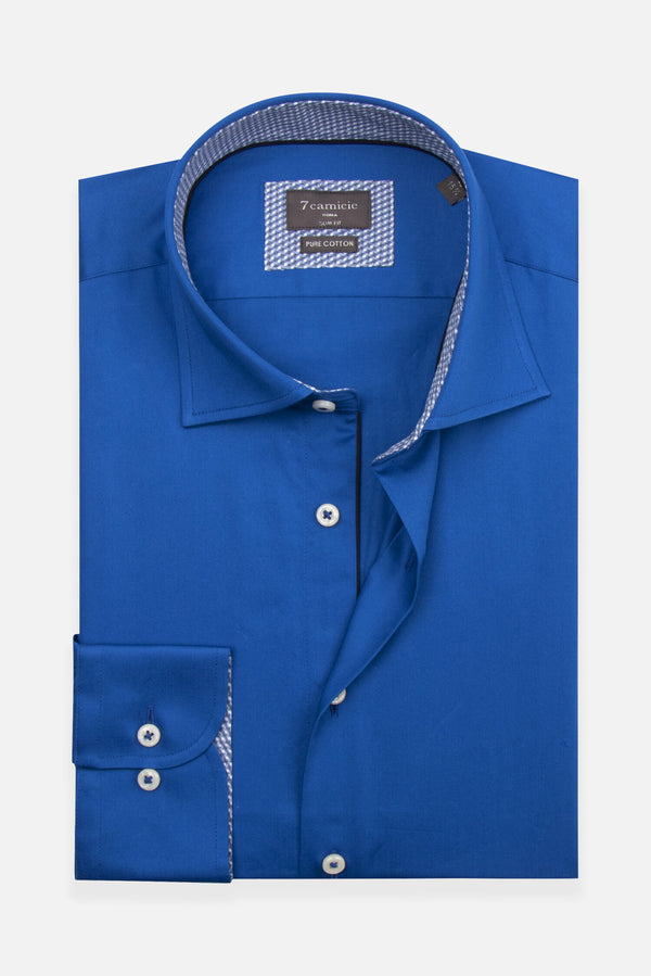 Chemise Homme Firenze Sport Satin Bleu marine