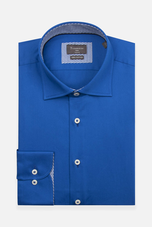 Chemise Homme Firenze Sport Satin Bleu marine