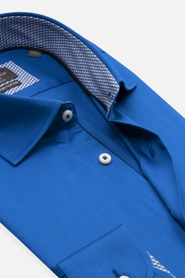 Chemise Homme Firenze Sport Satin Bleu marine