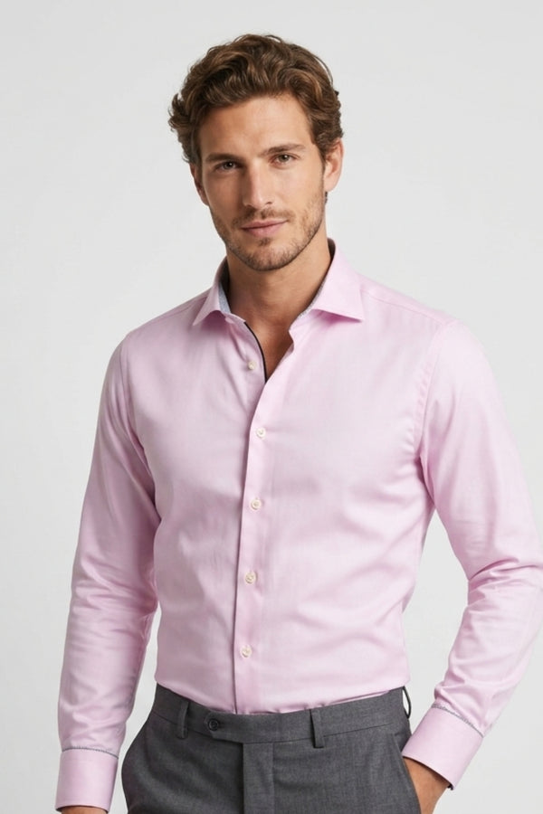 Firenze Sport Herren Hemd Satin Rosa