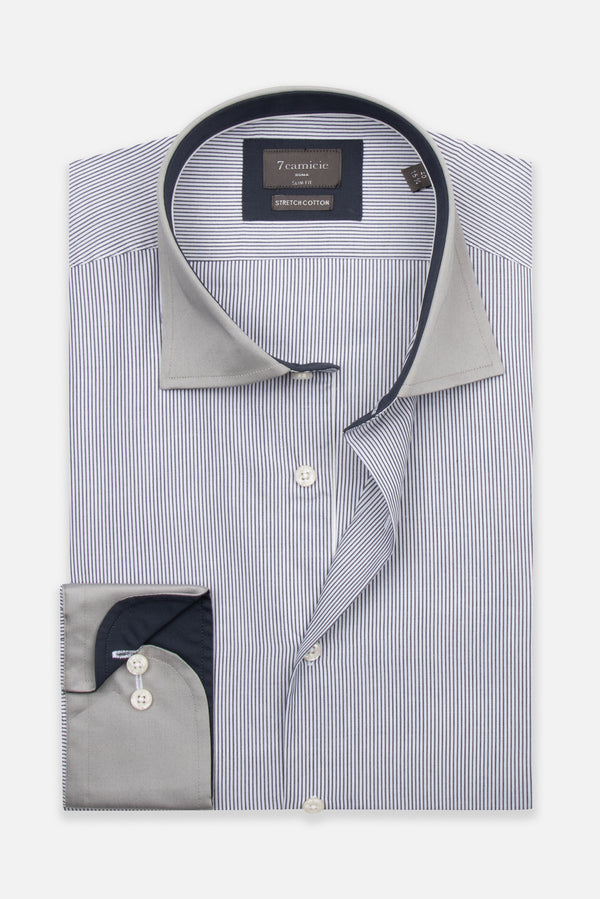 Camicia Uomo Firenze Sport Popelin Bianco Blu