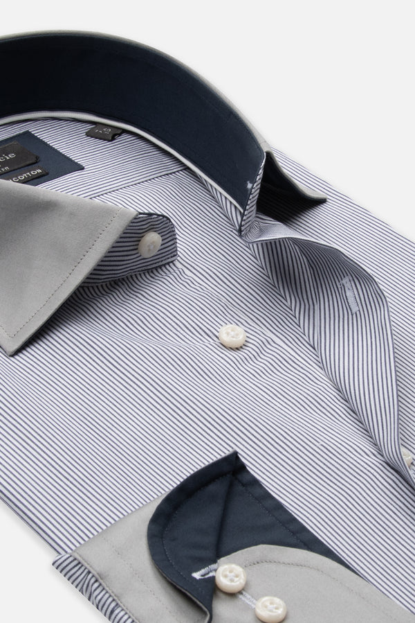 Camicia Uomo Firenze Sport Popelin Bianco Blu
