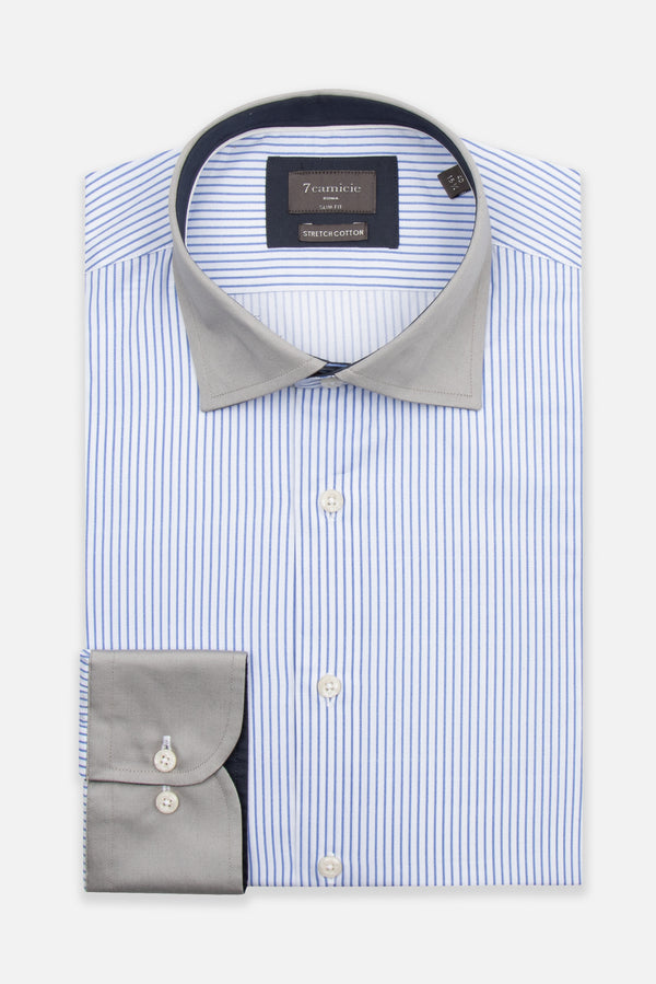 Camicia Uomo Firenze Sport Popelin Bianco Blu
