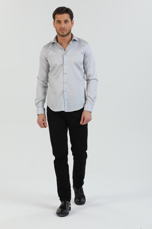 Camisa Hombre Firenze Essential Satin Gris