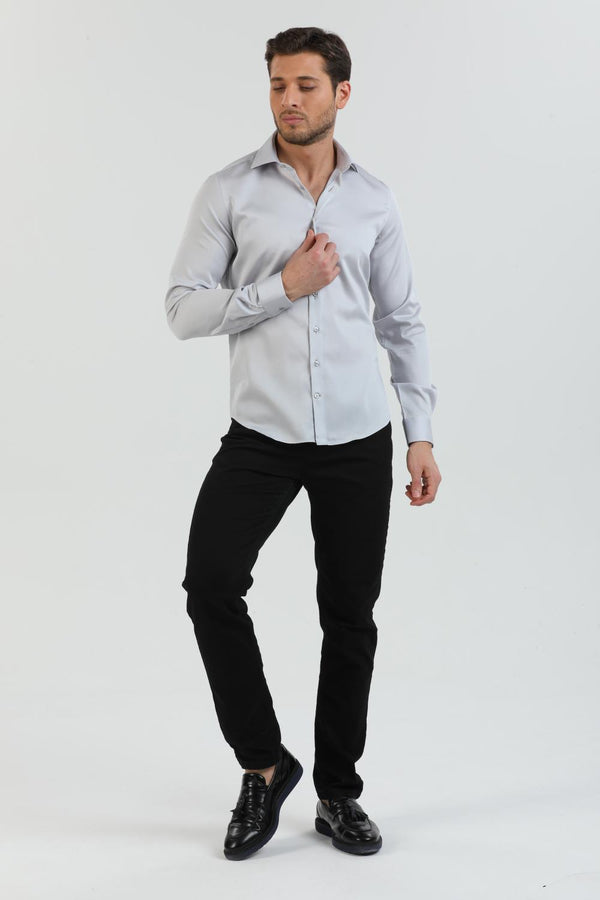 Camisa Hombre Firenze Essential Satin Gris