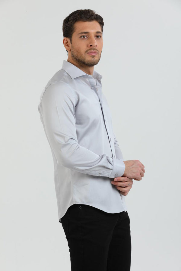 Camisa Hombre Firenze Essential Satin Gris