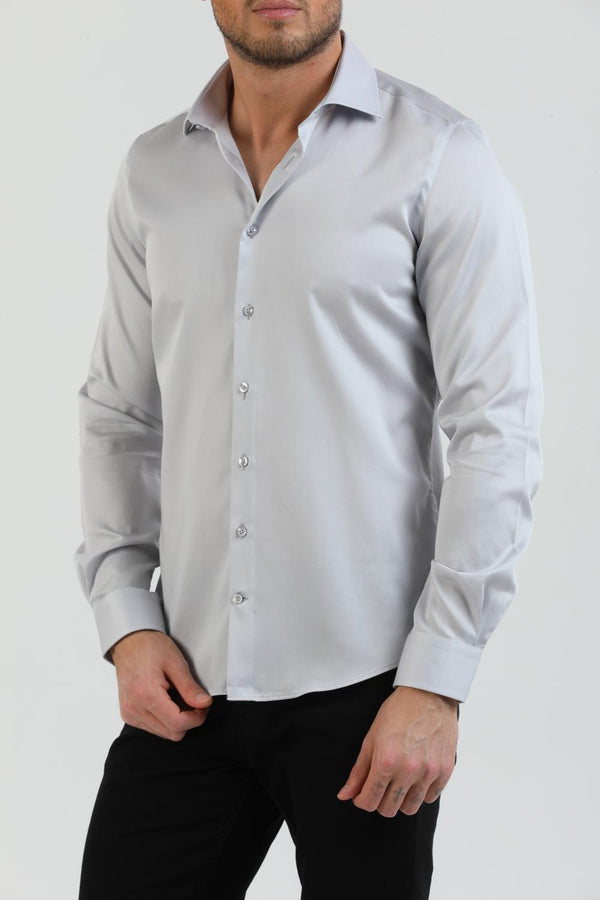 Camisa Hombre Firenze Essential Satin Gris