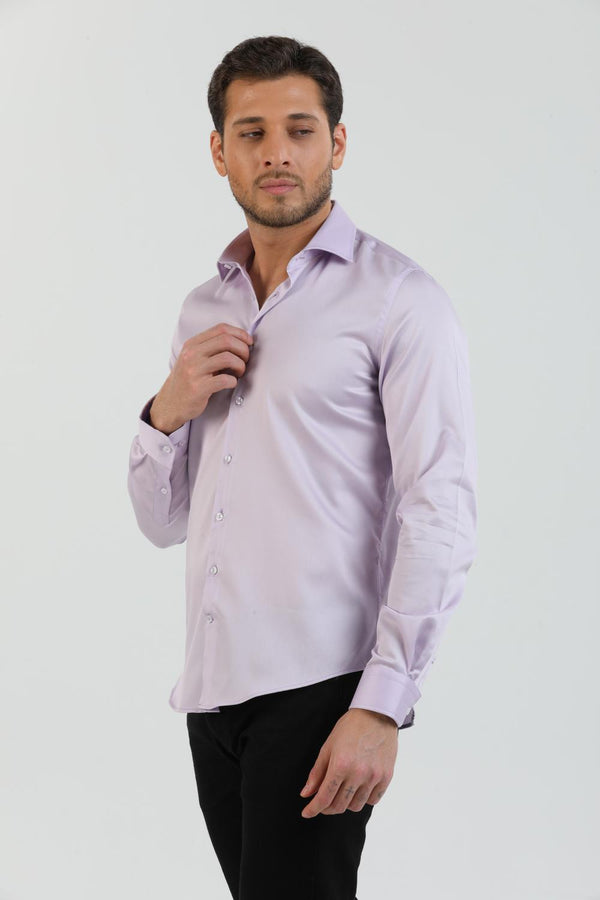 Camisa Hombre Firenze Essential Satin Lila
