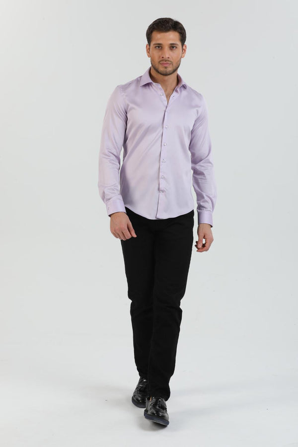 Camisa Hombre Firenze Essential Satin Lila