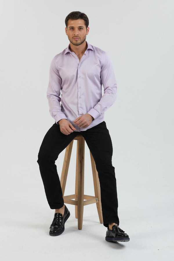 Camisa Hombre Firenze Essential Satin Lila