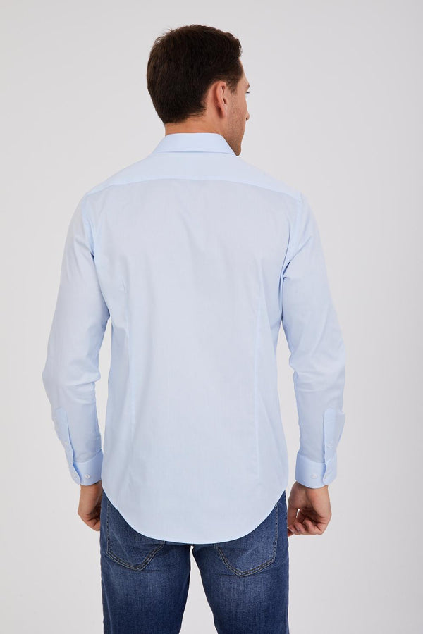 Firenze Essentials Poplin Stretch Man Shirt Light Blue
