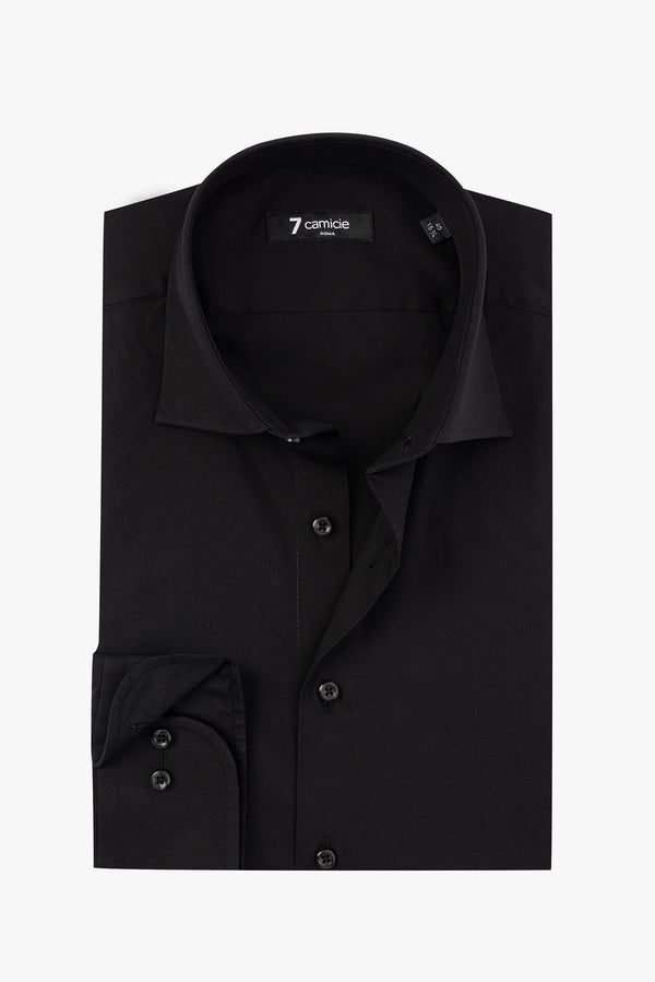 Firenze Essential Poplin Stretch Man Shirt Black