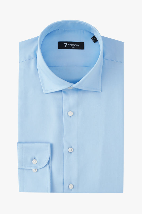 Firenze Essential Satin Man Shirt Light Blue