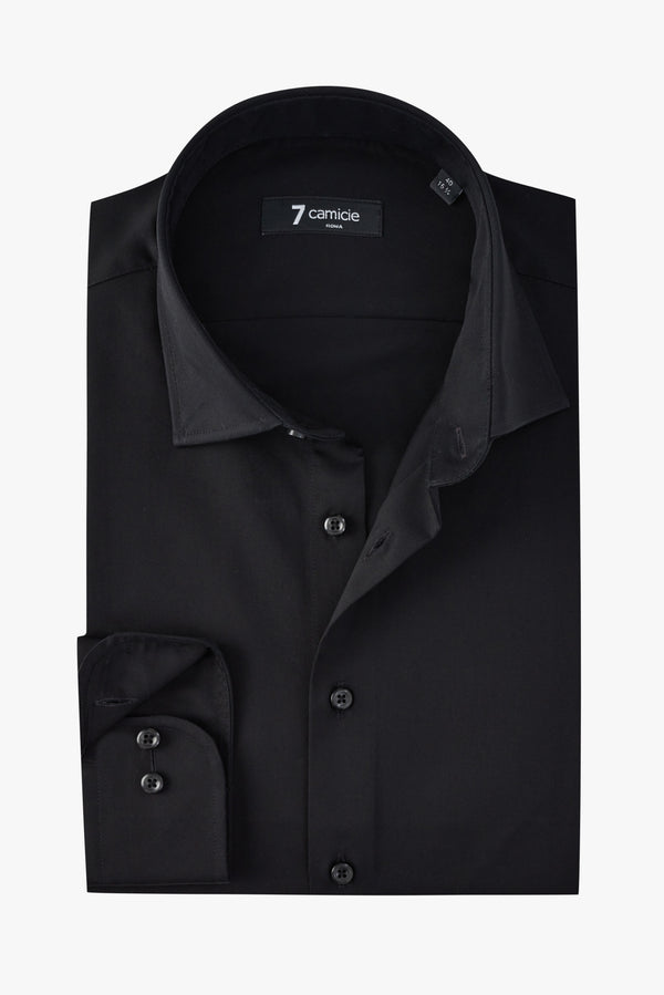 Firenze Essential Satin Man Shirt Black