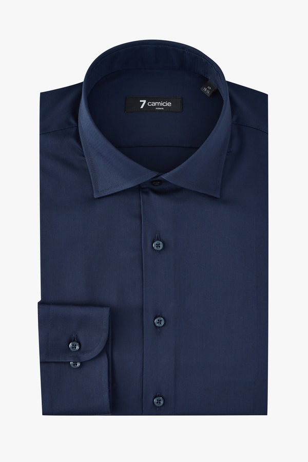 Firenze Essential Satin Man Shirt Blue