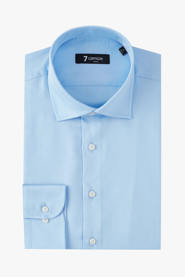 Camicia Uomo Firenze Essential Satin Celeste