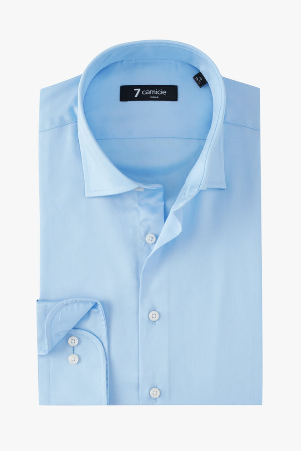 Camicia Uomo Firenze Essential Satin Celeste