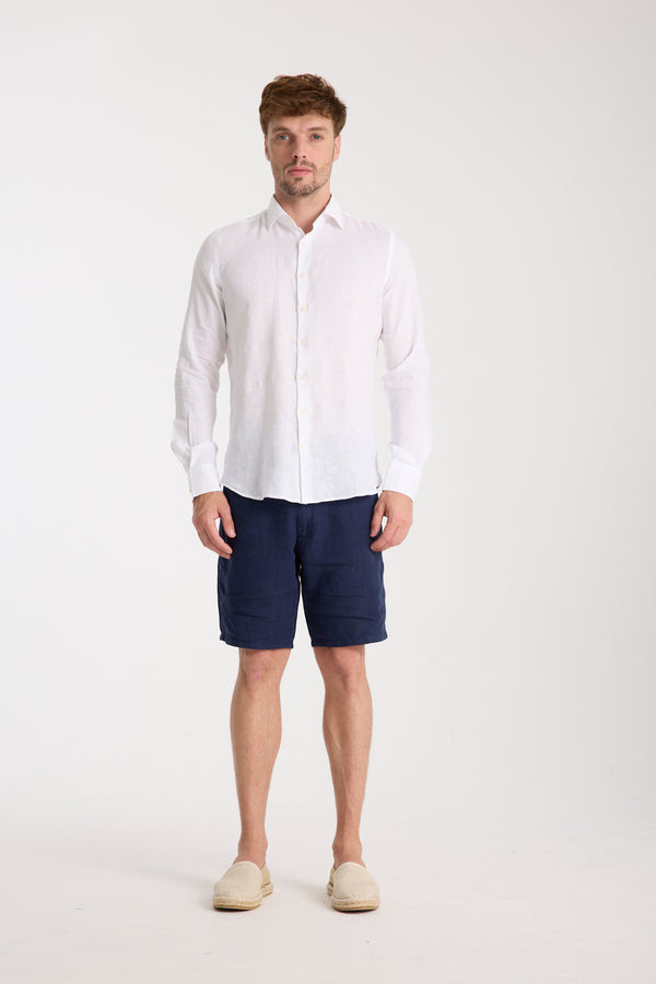 Camisa Hombre Firenze Essential Lino Blanco