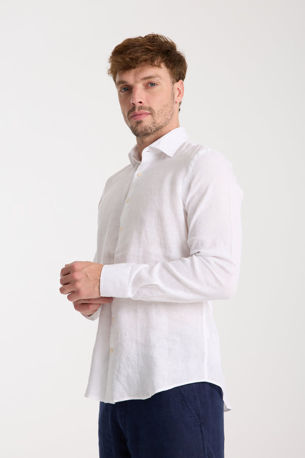 Camisa Hombre Firenze Essential Lino Blanco