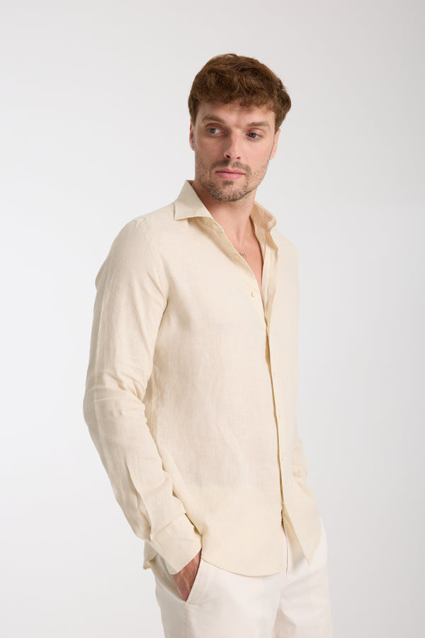 Camisa Hombre Firenze Essential Lino Beige