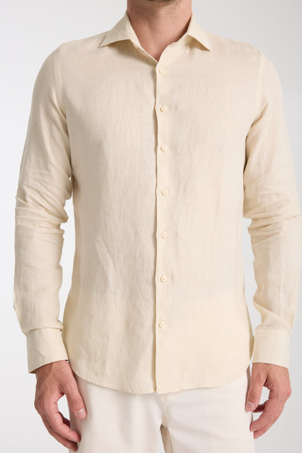 Camisa Hombre Firenze Essential Lino Beige