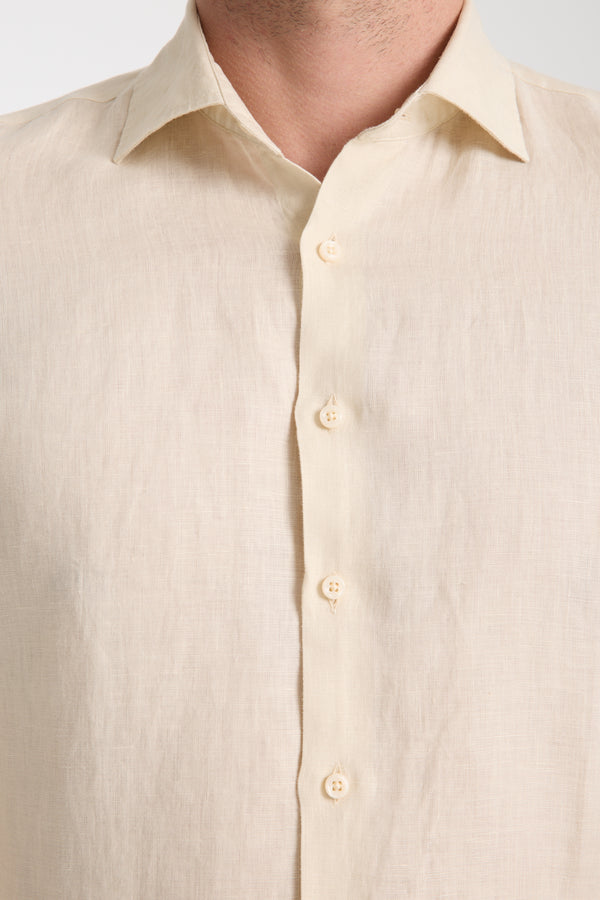 Camisa Hombre Firenze Essential Lino Beige
