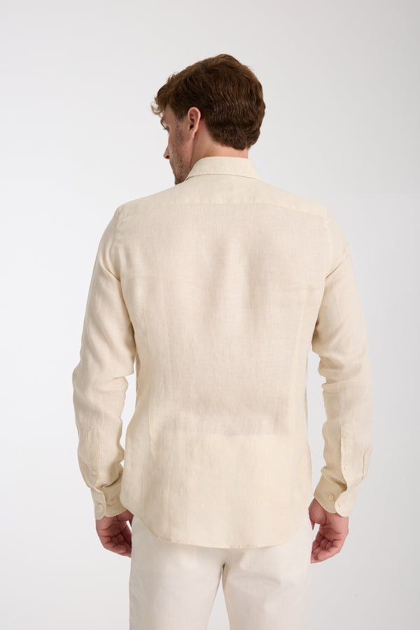 Camisa Hombre Firenze Essential Lino Beige