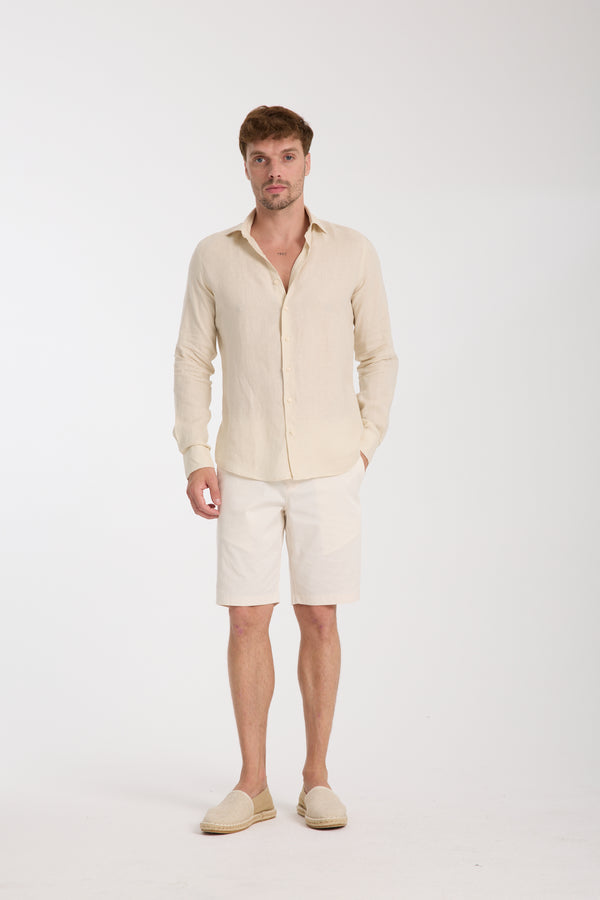 Camisa Hombre Firenze Essential Lino Beige
