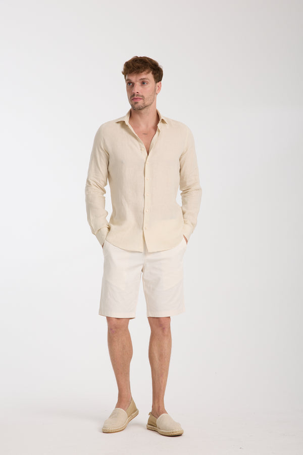 Camisa Hombre Firenze Essential Lino Beige
