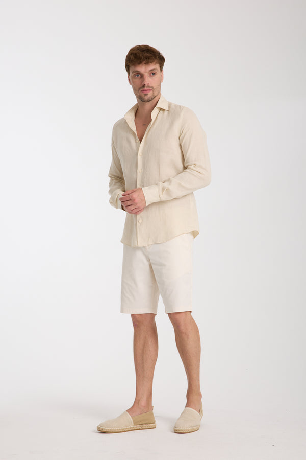 Camisa Hombre Firenze Essential Lino Beige