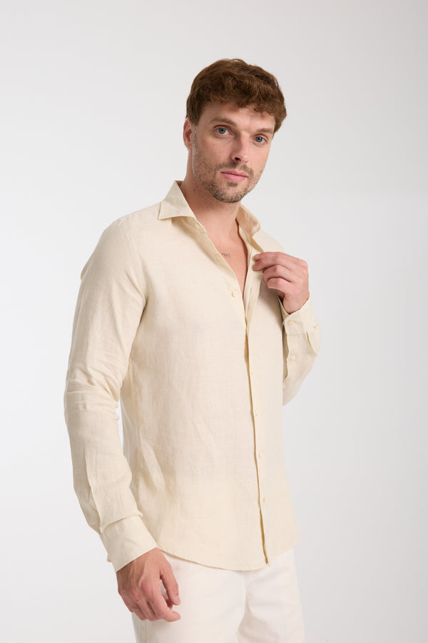 Camisa Hombre Firenze Essential Lino Beige