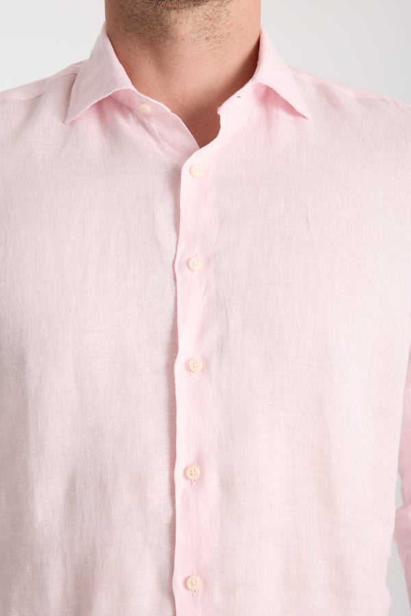 Camisa Hombre Firenze Essential Lino Rosa