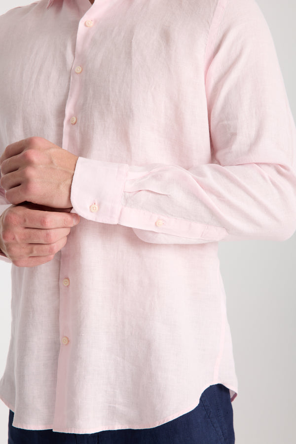 Camisa Hombre Firenze Essential Lino Rosa