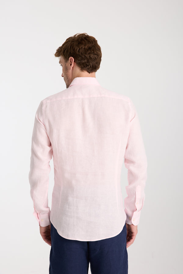 Camisa Hombre Firenze Essential Lino Rosa