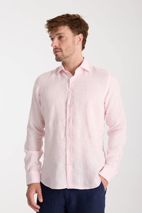 Camisa Hombre Firenze Essential Lino Rosa