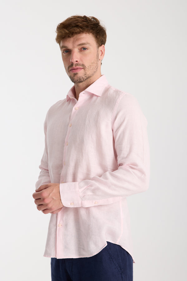 Camisa Hombre Firenze Essential Lino Rosa