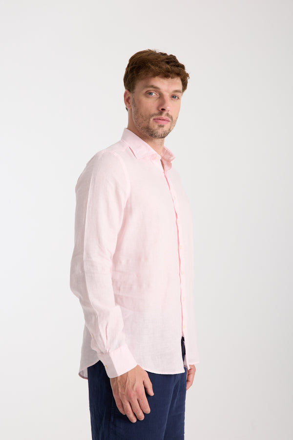 Camisa Hombre Firenze Essential Lino Rosa