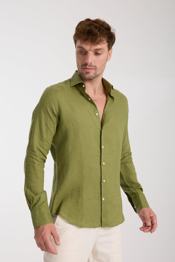 Camisa Hombre Firenze Essential Lino Verde