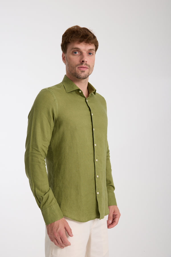 Camisa Hombre Firenze Essential Lino Verde