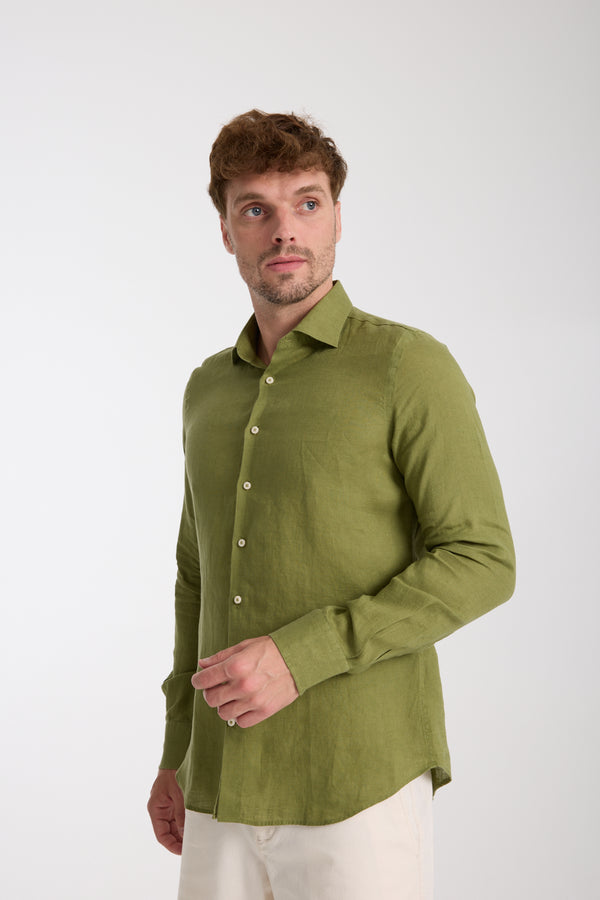 Camisa Hombre Firenze Essential Lino Verde