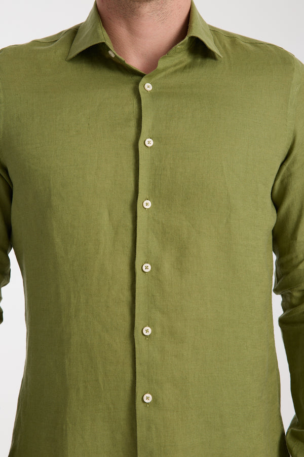 Camisa Hombre Firenze Essential Lino Verde