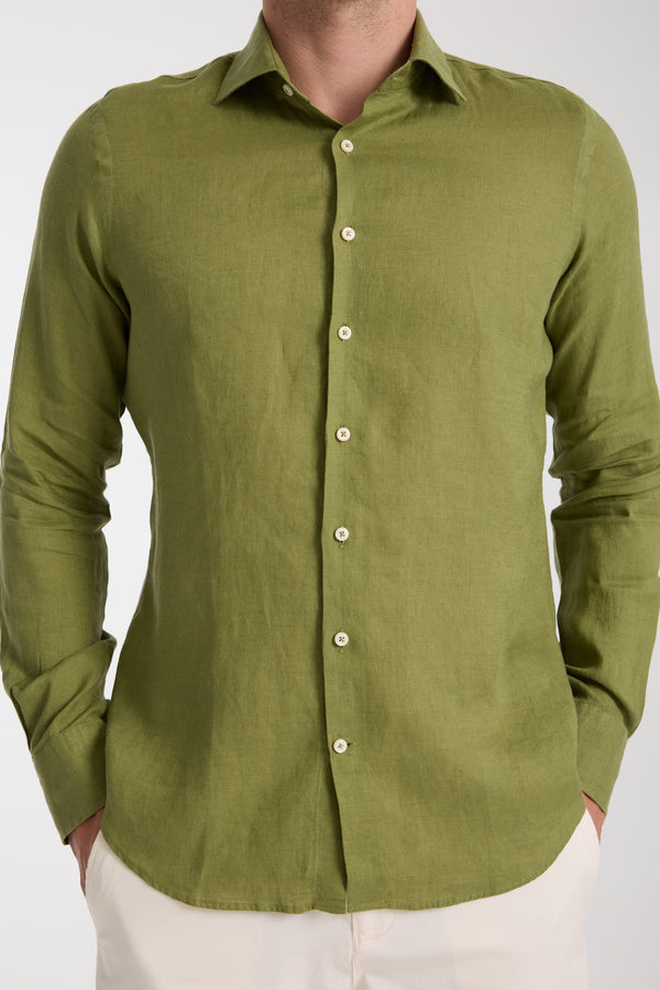 Camisa Hombre Firenze Essential Lino Verde