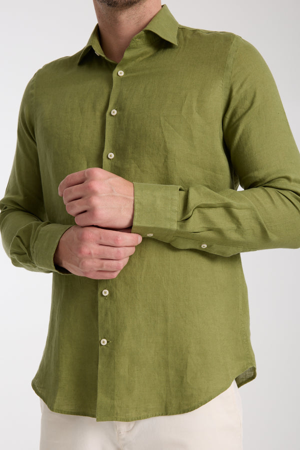 Camisa Hombre Firenze Essential Lino Verde