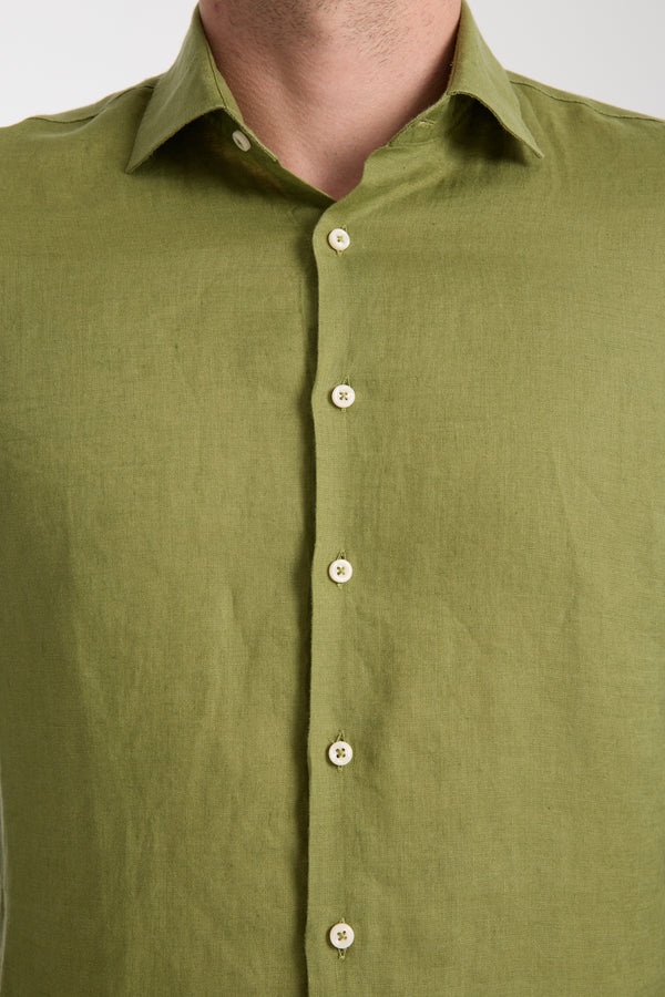 Camisa Hombre Firenze Essential Lino Verde