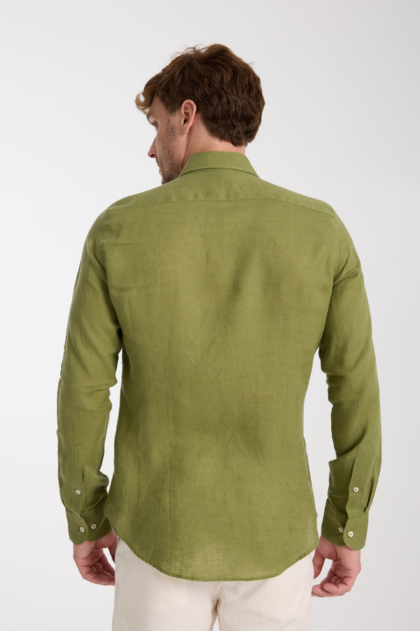 Camisa Hombre Firenze Essential Lino Verde
