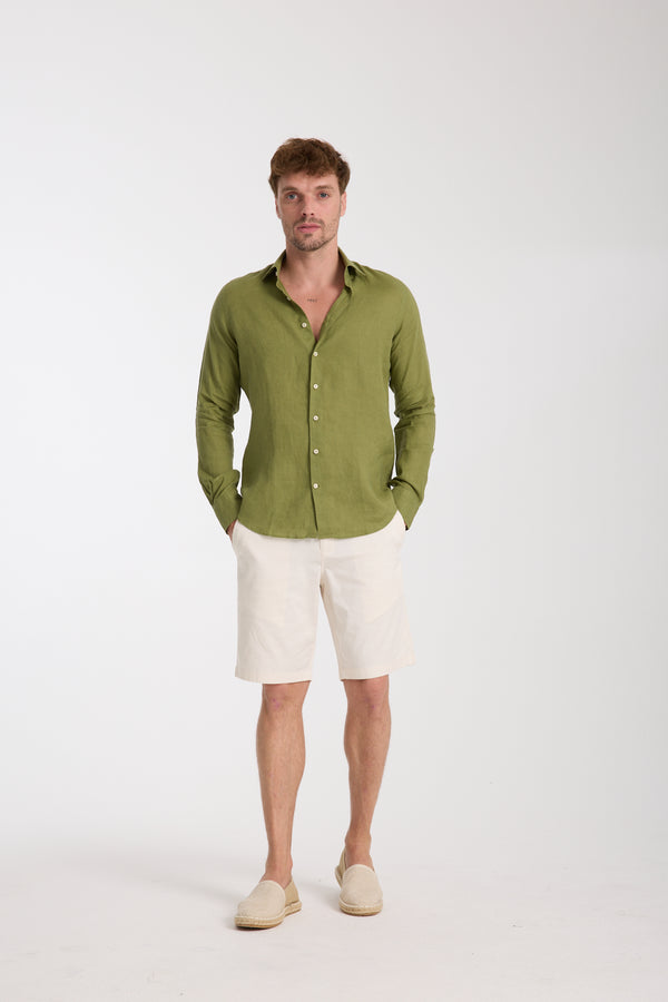 Camisa Hombre Firenze Essential Lino Verde