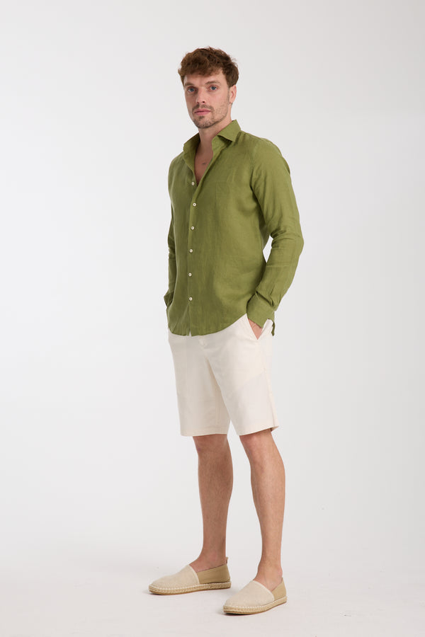 Camisa Hombre Firenze Essential Lino Verde