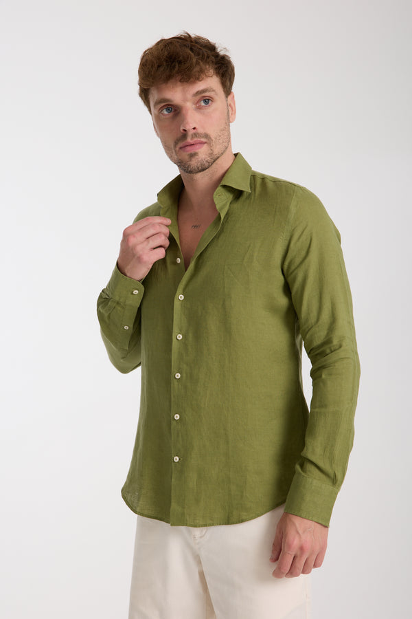 Camisa Hombre Firenze Essential Lino Verde